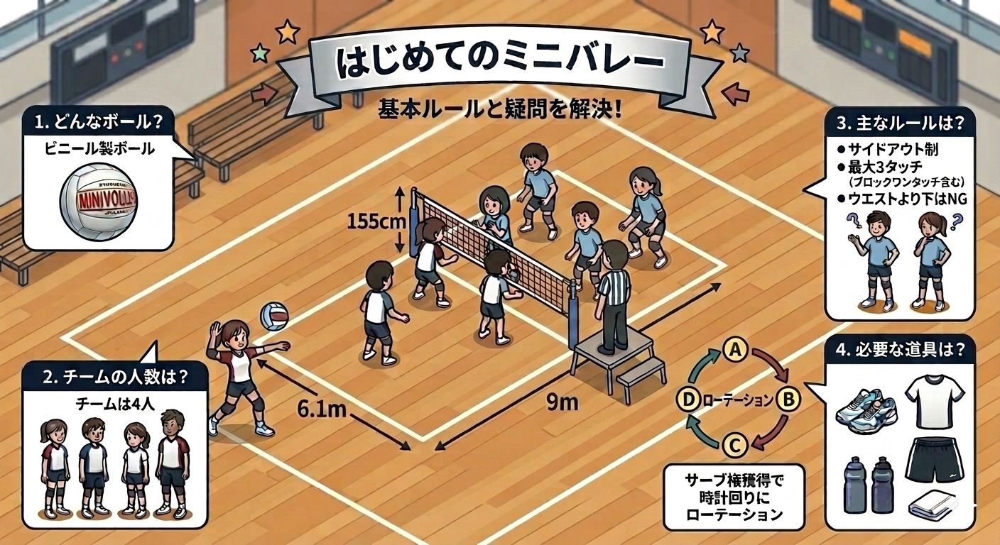 はじめてのミニバレー — 基本ルールと疑問を解決！
